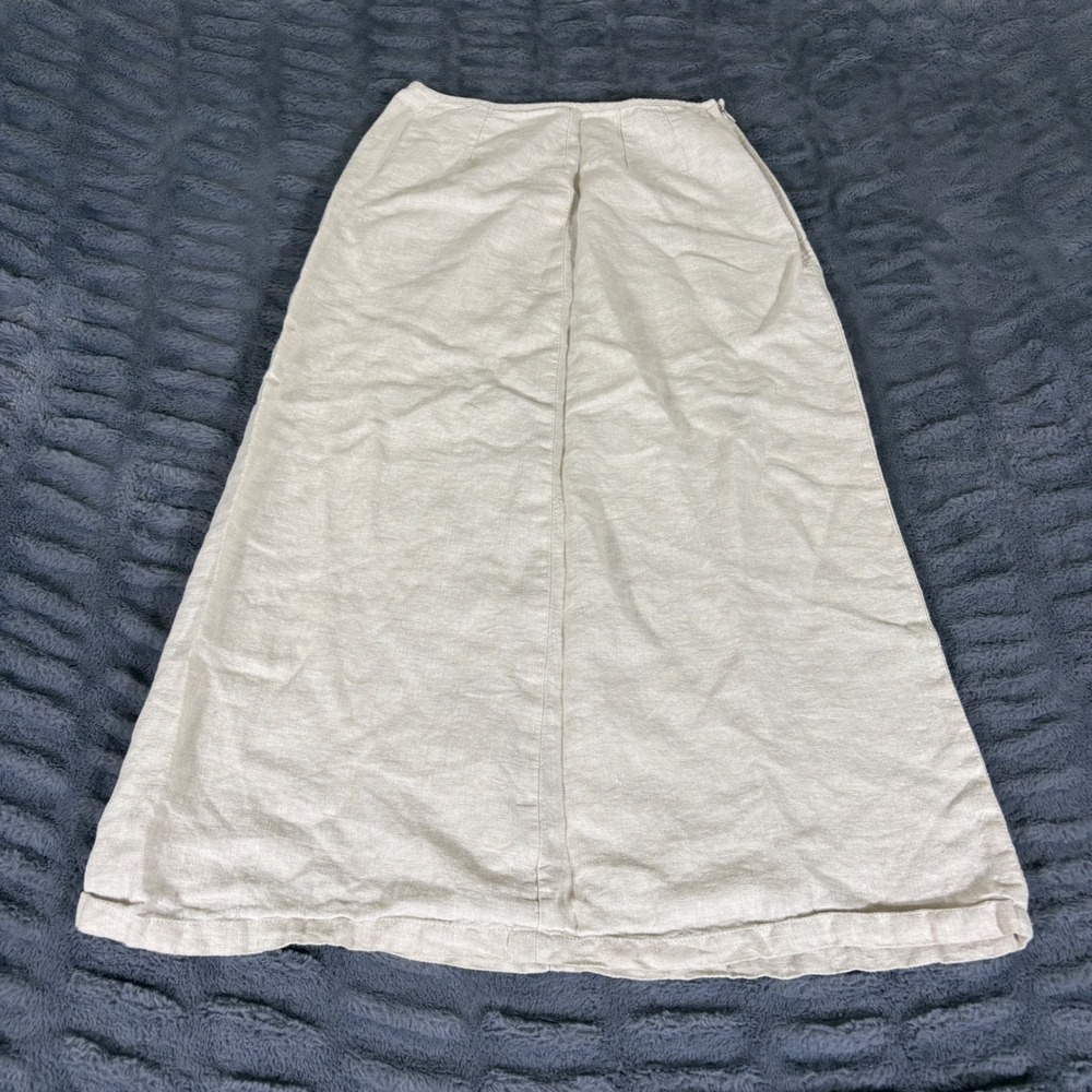 Lands End 100% Linen A-Line Maxi Skirt Beige Oatmeal Size 6 Regular AT591